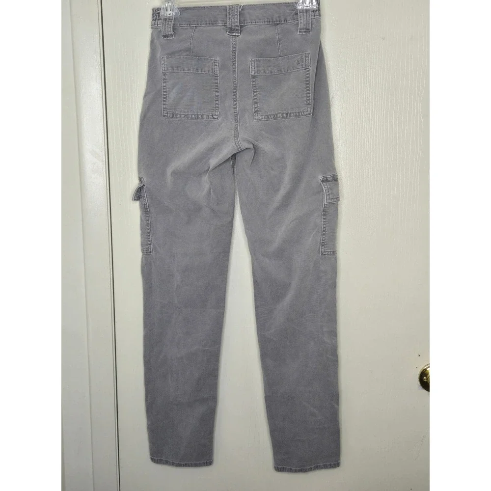 American Eagle Gray Utility Cargo Pants High Waisted Straight Leg Womens 8
